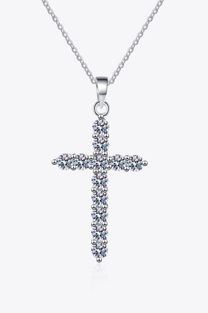 Divine Radiance 3.6 Carat Moissanite Sterling Silver Cross Necklace