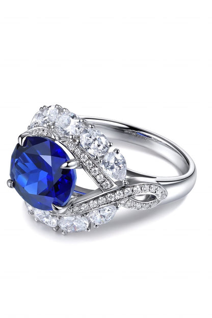 Midnight Radiance 5 Carat Lab-Grown Sapphire Platinum-Plated Ring