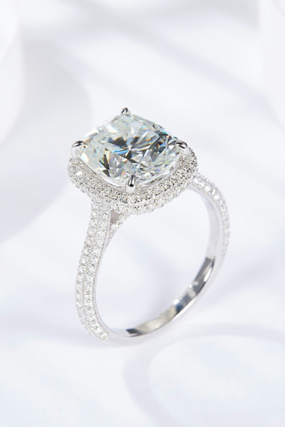 Adored Elegance 6 Carat Moissanite Halo Silver Ring