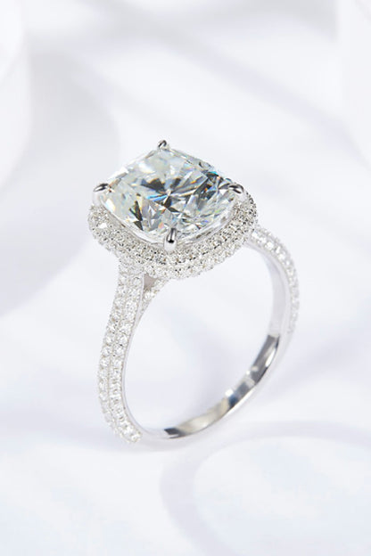 Adored Elegance 6 Carat Moissanite Halo Silver Ring