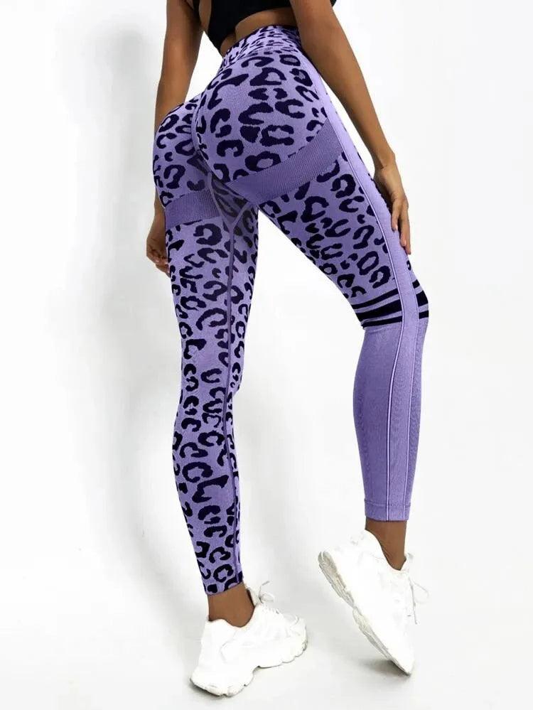 Leopard Seamless Yoga Pants High Waist Lifting Hip Honey Peach Hip Fitness Leggings - enviablebeauty.com