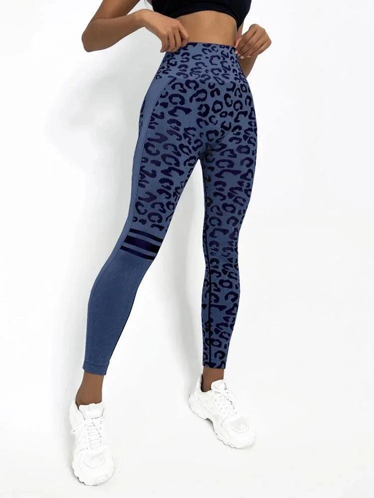 Leopard Seamless Yoga Pants High Waist Lifting Hip Honey Peach Hip Fitness Leggings - enviablebeauty.com