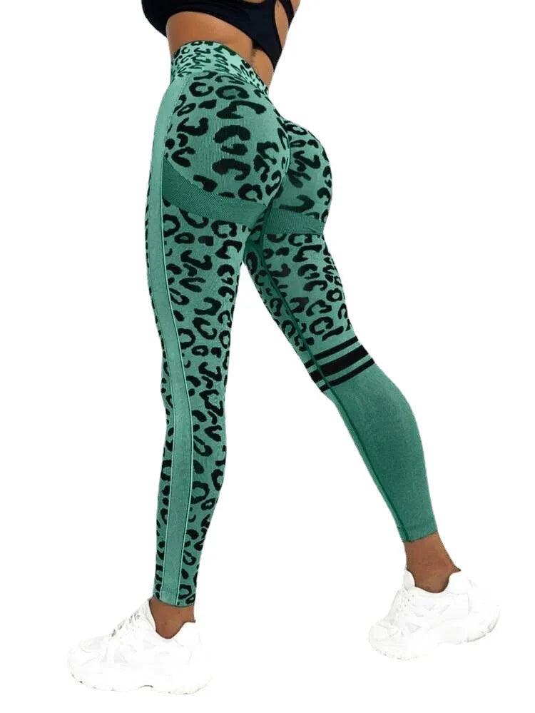 Leopard Seamless Yoga Pants High Waist Lifting Hip Honey Peach Hip Fitness Leggings - enviablebeauty.com