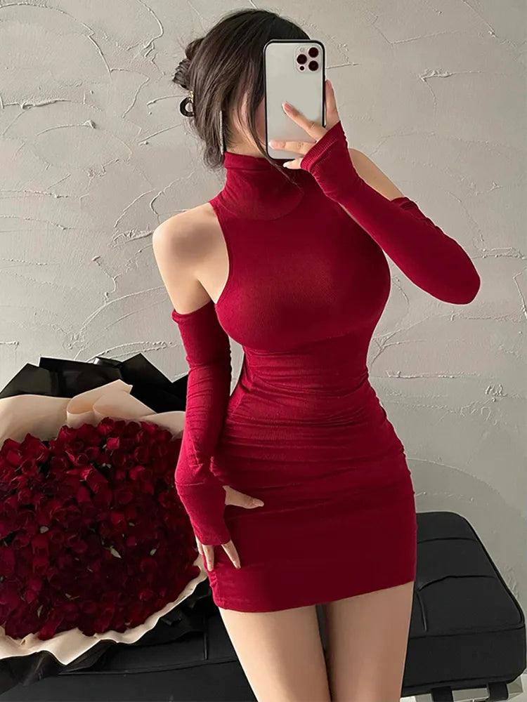 High neck tight dress best sale