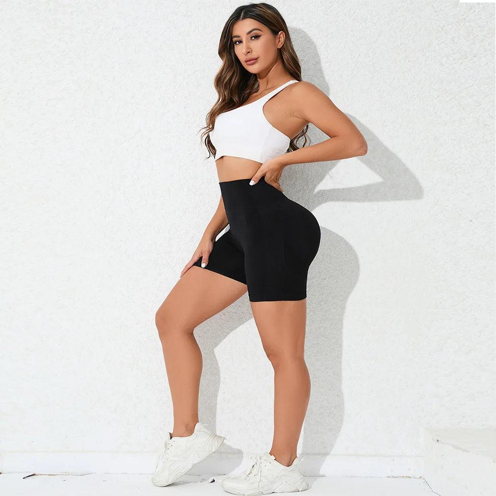 Skinny Stretch Sport Shorts High Waist Solid Color Fitness Yoga Pants - enviablebeauty.com